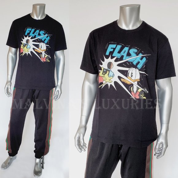 GUCCI T-SHIRT DISNEY DONALD DUCK BLACK HEAVY COTTON CREWNECK TOP S small - Picture 6 of 13